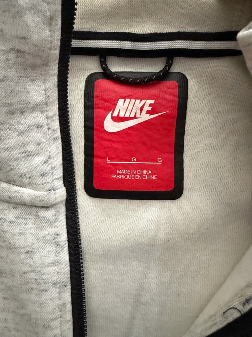 Nike Women's Heather Light Gray Full-Zip Hooded Sweatshirt with Black Trim - Picture 3 of 3